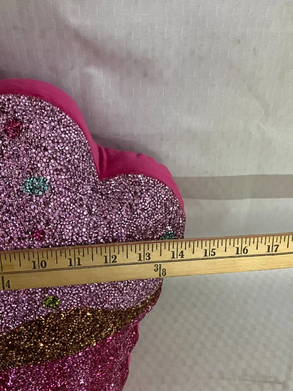 Sparkles Home Shaped Pillow Cupcake 16.5x15.75in Pink Glitter Decorative